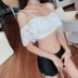 Áo tắm nữ Hàn Quốc Sinh viên Hàn Quốc Bảo thủ chia ngực nhỏ ngực tập hợp gợi cảm áo tắm vai ngọt ngào - Bộ đồ bơi hai mảnh 	đồ bơi 2 mảnh quần Bộ đồ bơi hai mảnh