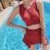 Bộ đồ bơi nữ màu đỏ chia đôi mới 2018 cũng Mei Shan che bụng bảo thủ nhỏ nhắn tươi tắn của cô gái Hàn Quốc. - Bộ đồ bơi hai mảnh Bộ đồ bơi hai mảnh