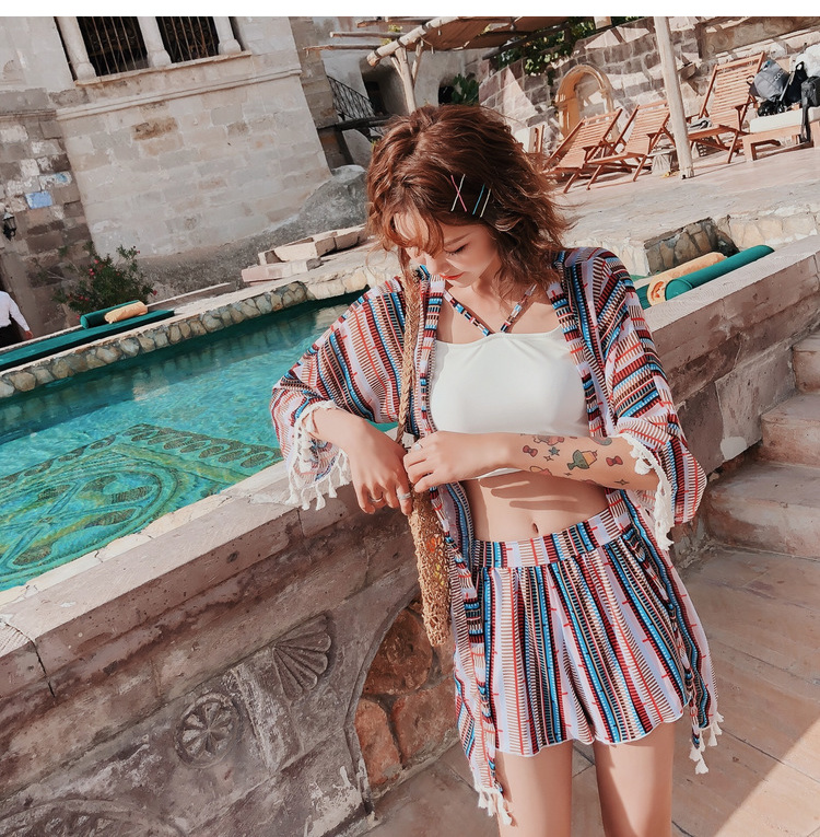 Đồ bơi Yimeishan chia tên gia đình kiểu bikini bikini ba mảnh kỳ nghỉ xuân hè 2018 mới đồ bơi - Bộ đồ bơi hai mảnh 	đồ bơi nữ 2 mảnh màu đen