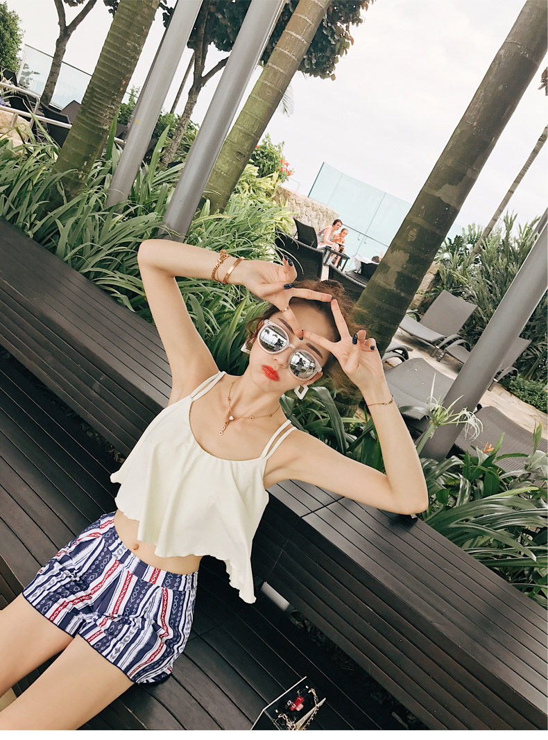 Ngoài ra Meishan chia váy bơi nữ sinh viên bảo thủ Hàn Quốc che bụng thon gọn ngực nhỏ tụ tập đồ bơi tam giác - Bộ đồ bơi hai mảnh bộ đồ bơi 2 mảnh