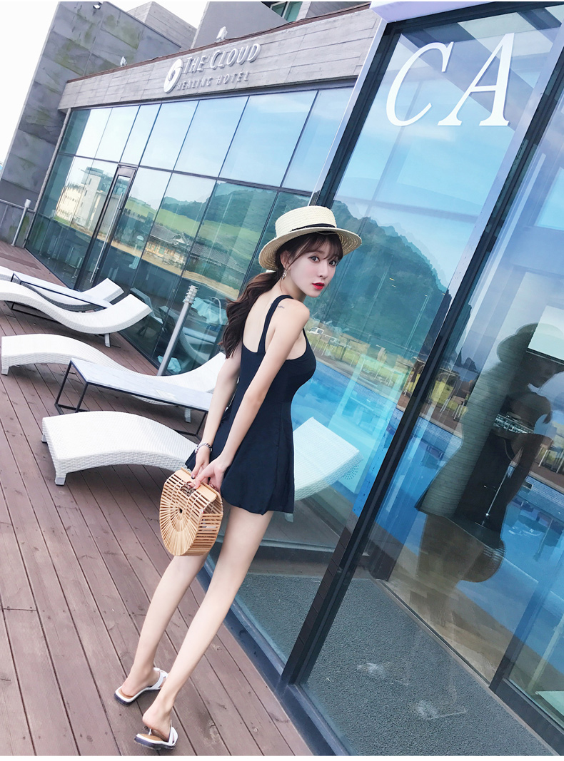 Áo tắm cho phụ nữ ngực nhỏ tập hợp váy một mảnh bảo thủ bảo thủ bụng mỏng học sinh mỏng Hàn Quốc áo tắm nhỏ tươi - Bộ đồ bơi One Piece đồ bơi 1 mảnh kín đáo