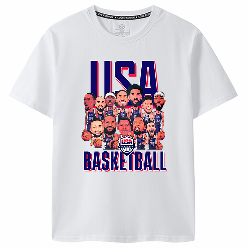 Usa American Dream Team Jersey Short-Sleeved 2024 Paris Olympic Games James Curry Shooting Sportswear T-Shirt Usa American Dream Team Jersey Short-Sleeved 2024 Paris Olympic Games James Curry Shooting Sportswear T-Shirt