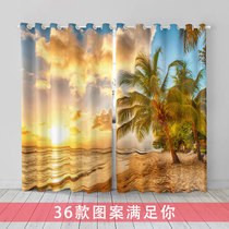  Personalized customization Dusk sea sunset Mediterranean scenery Curtains Balcony Bedroom Living room Office Shading Sea view