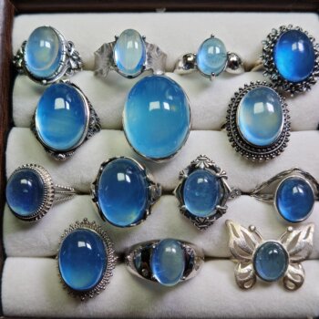 S925 silver pure natural aquamarine crystal ring ring for men and women 137
