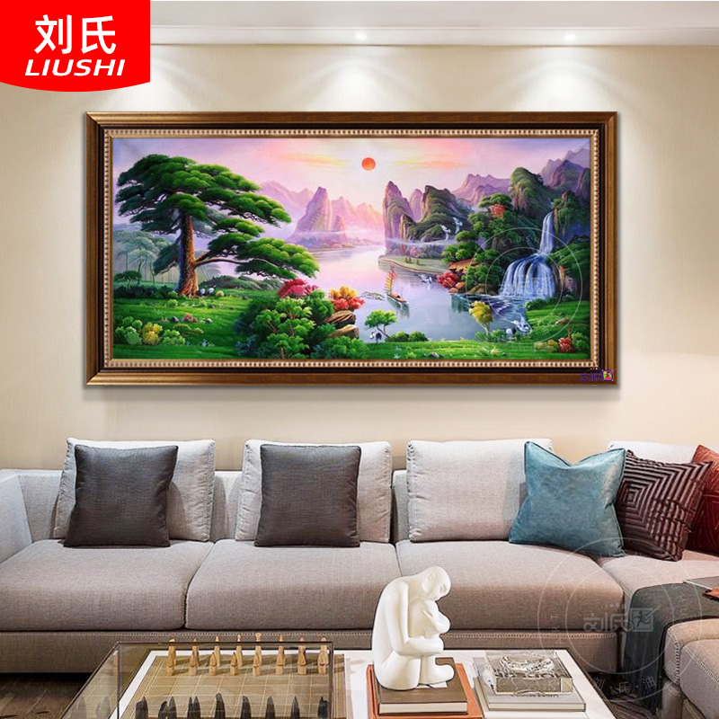 Greeting guest pine hand painted oil painting left right Fengyuan Landscape Scenery Poly Basin Living Room Office Mural Grand Finn Village Art