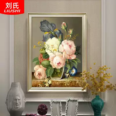 American vertical version of the hanging painting porch aisle decorative murals hand-painted European classical flowers peony blossom rich oil painting