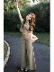 2026 new summer outfits, a complete set of khaki sleeveless vest, high-waisted wide-leg pants, slimming commuting suit for women