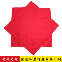 A pair of thickened cotton and linen dance exam handkerchief flowers duo turned northeast straw singer silk handkerchief octagonal scarf red