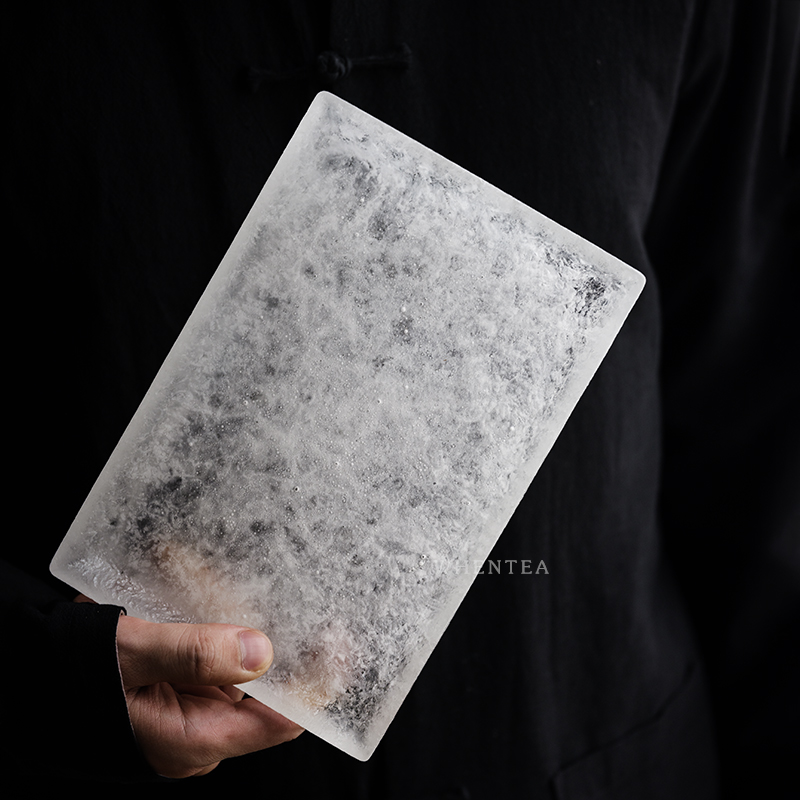 Wen said) ancient method of frozen burnt glass dry bubble tray, ice cube clear sense, handmade simple household small tea tray