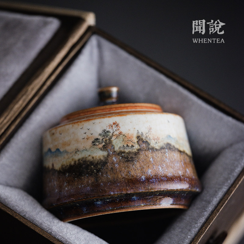 It is said that the Japanese Shino yaki pure hand-painted tea pot Jingdezhen city handmade ceramic fire cloud creative storage tea warehouse