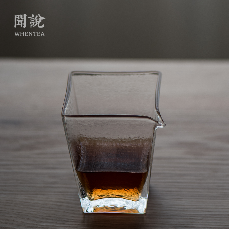 Wen said) Japanese-style hammer glass justice cup handmade transparent square male cup tea sea