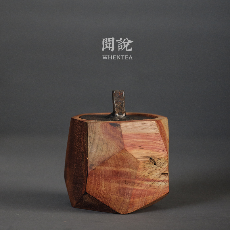 (solitary taster) Jingdezhen City hand for tea leaf jars blood sandalwood Jar Body Old Iron Lid
