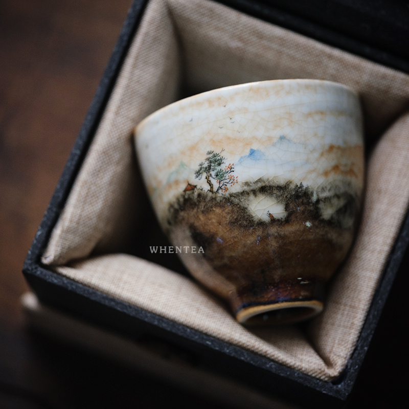 Wen said) Fire Cloud Jingdezhen City hand-painted master single cup Japanese style tea cup pure handmade kung fu tea cup tea tasting cup