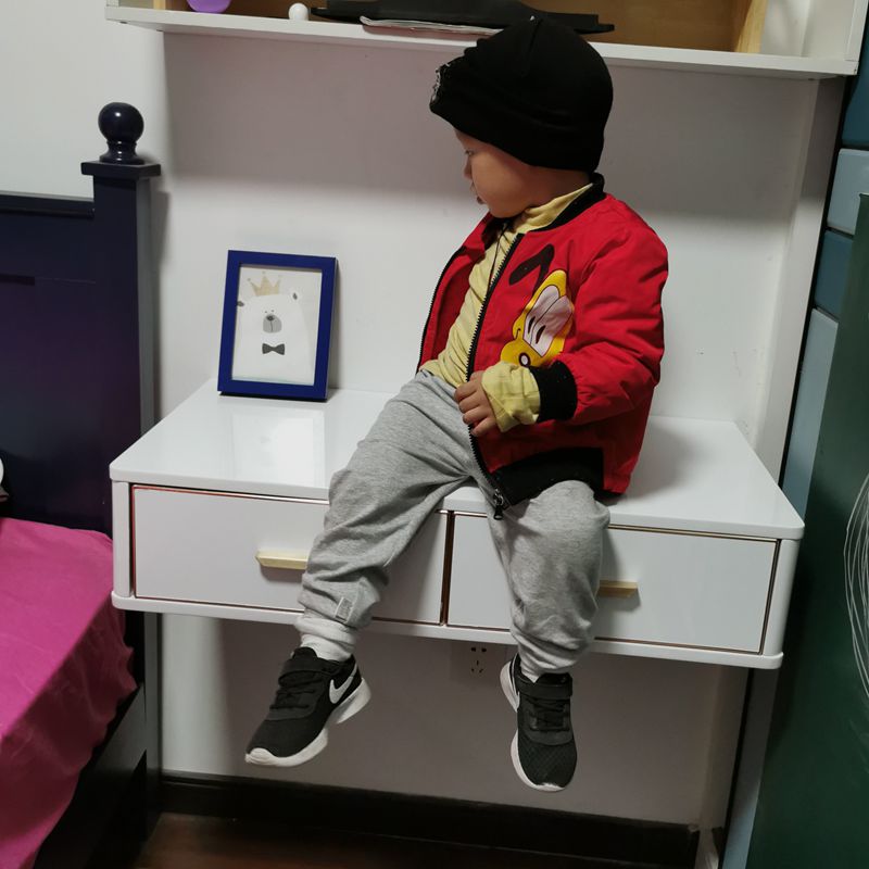 Wall-mounted computer desk Nordic light luxury female net red ins bedroom modern minimalist small apartment makeup dressing table with lights