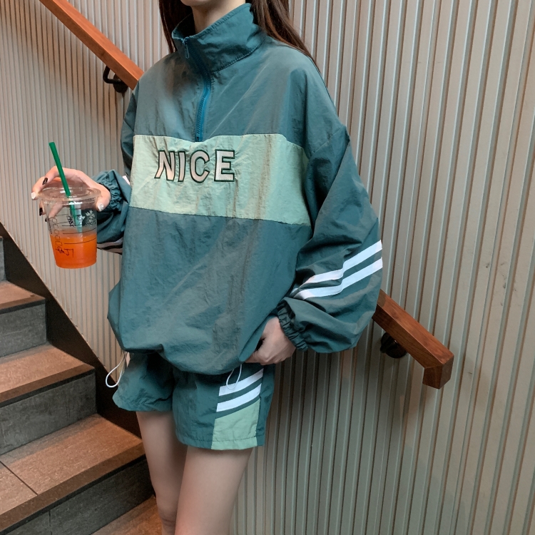 VK旗艦店 韓系薄款立領防曬衣運動風套裝長袖褲裝