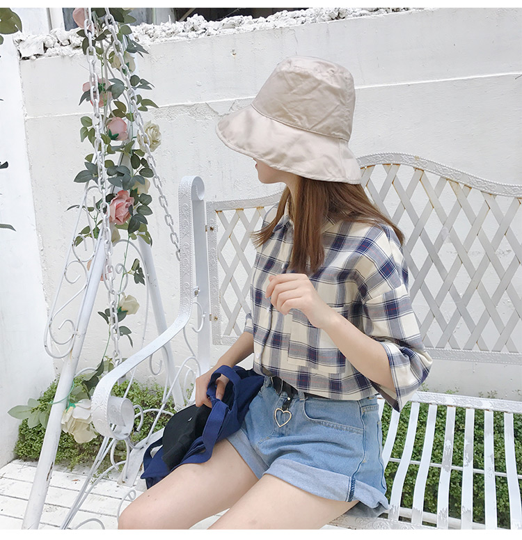 VK旗艦店 韓國學院風格子格紋短袖襯衫短袖上衣
