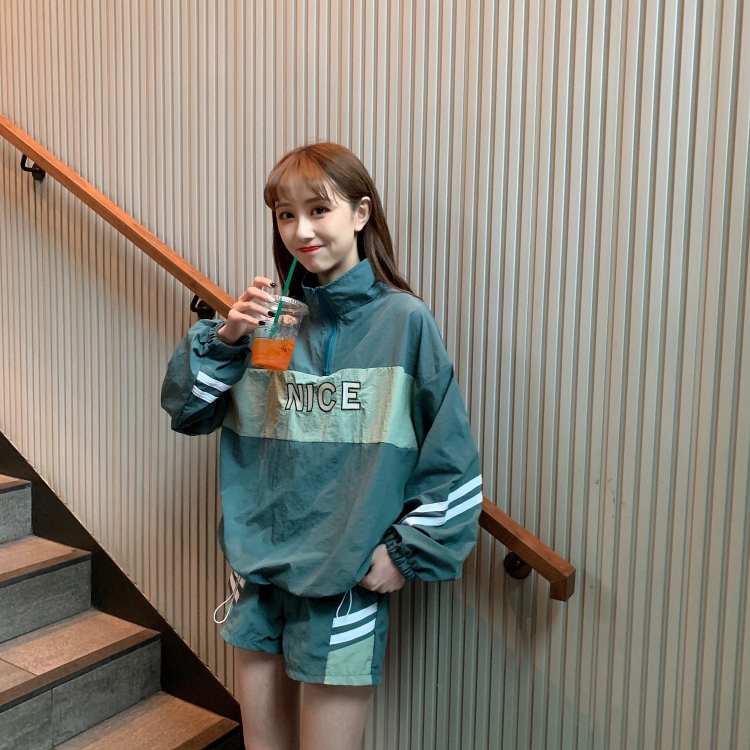 VK旗艦店 韓系薄款立領防曬衣運動風套裝長袖褲裝