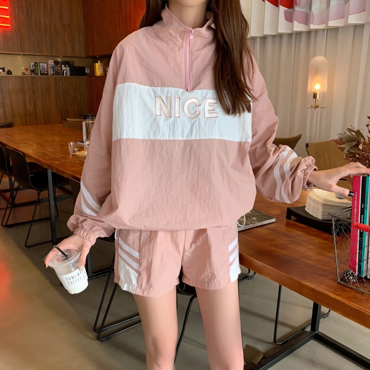 VK旗艦店 韓系薄款立領防曬衣運動風套裝長袖褲裝