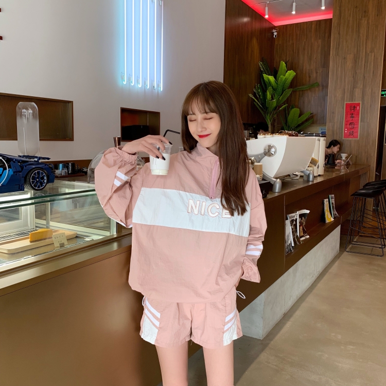 VK旗艦店 韓系薄款立領防曬衣運動風套裝長袖褲裝