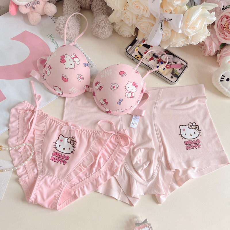 It's Kitty! Matching Couple's Underwear, One for Men and One for Women, Pink Sweet Kitty Panties, Pure Desire, Sexy Modal Cotton