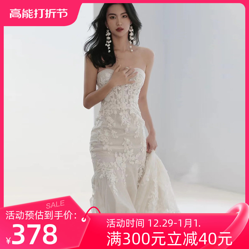 Lace Fishtail Wedding Dress 2023 New Summer Bride Smears Out The Door Light Yarn Temperament Super Fairy Lawn Wedding Gown-Taobao