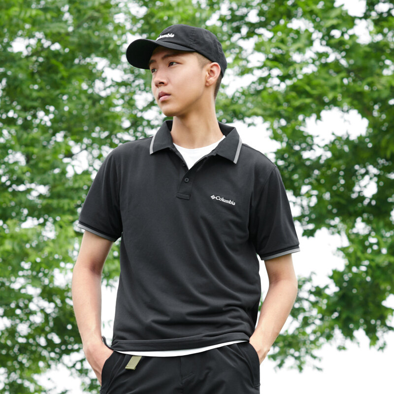 W Colombia Columbia short sleeve T-shirt male 2021 spring summer new outdoor turned polo shirt AE0414