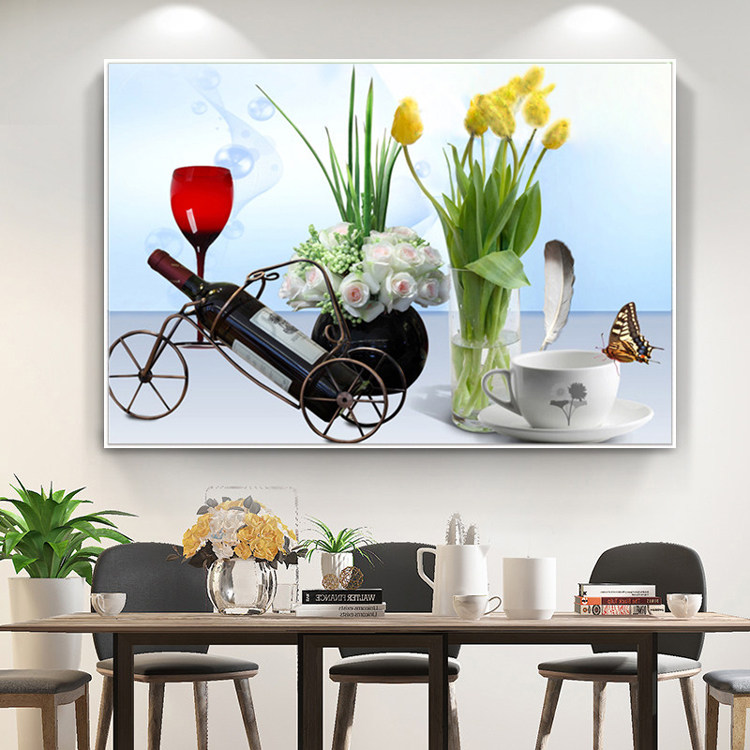 Brief frescoed 5d diamond painting full diamond embroidered restaurant with rhinestone embroidered 2019 embroidered 2019 new red wine glass plant dining room 