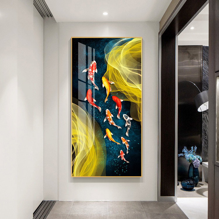 Nordic Xuanguan Diamond painting Vertical version Nine Fish Teach with diamond embroidered diamond embroidered 2019 new living room Jane about modern