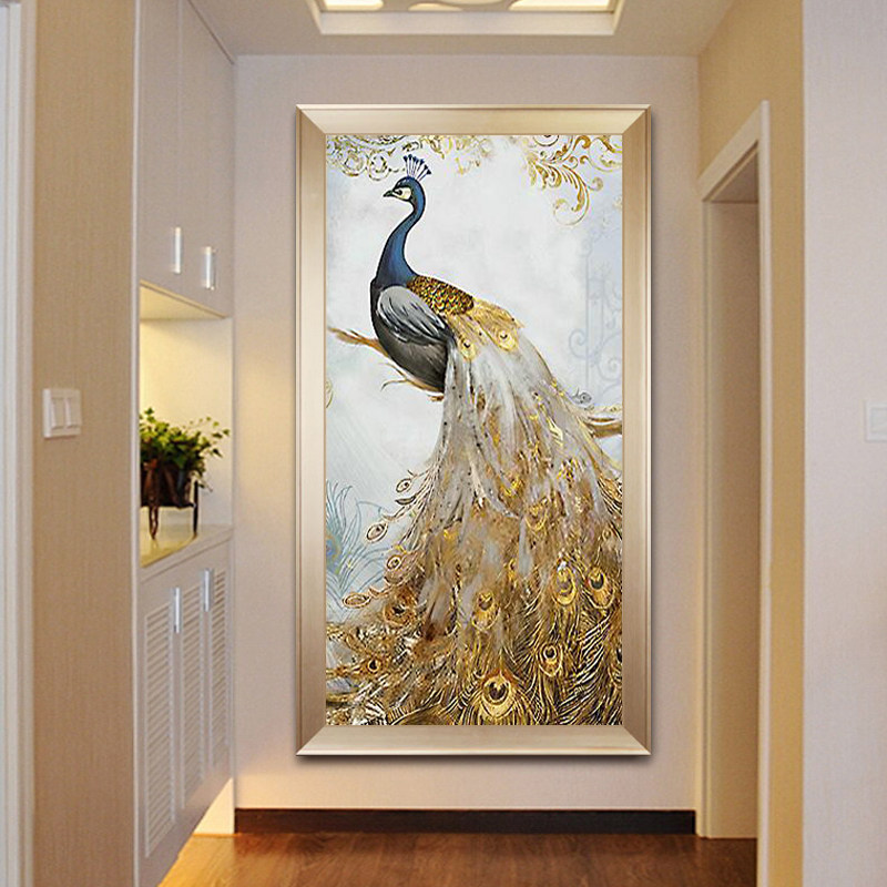 5d diamond painting full of drilling and closing vertical version bedroom European-style point drilling cross embroidered peacock living room 2018 new diamond embroidery