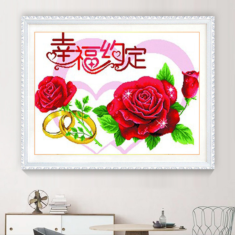 5d Diamond Painting Happiness Convention Full Diamond Embroidered 2018 New Living Room Rose Applid Diamond Cross Embroidered Wedding Bedroom