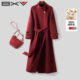 Bxv stand collar red double-sided cashmere coat mid-length