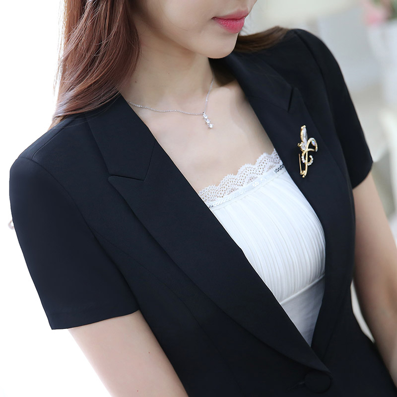Professional women suit short sleeves slim temperament suit skirt summer women's formal wear jewelry store receptionist overalls
