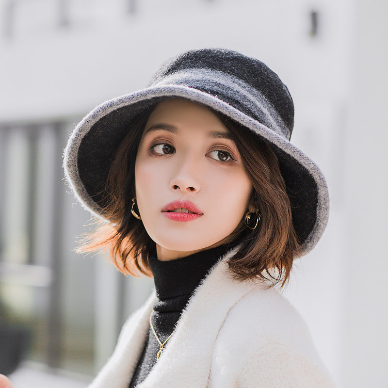 Woolen basin hat women's autumn and winter fisherman hat Korean version of the British top hat dome Japanese wild knitted wool hat