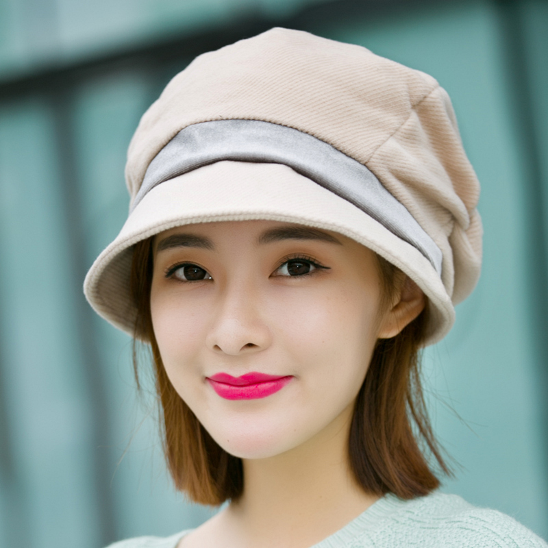 Hat women autumn and winter fashion duck tongue beret Korean version of the versatile Japanese ear protector warm octagonal knitted beanie hat