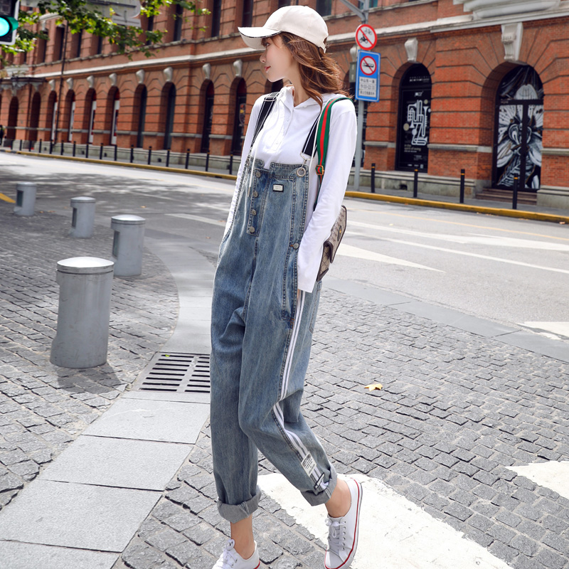 Denim Cuddle Bag Pants Woman 2022 Spring new Korean version Loose With Slim 100 Hitch Age Covered Meat High Waist Wide Leg Long Pants