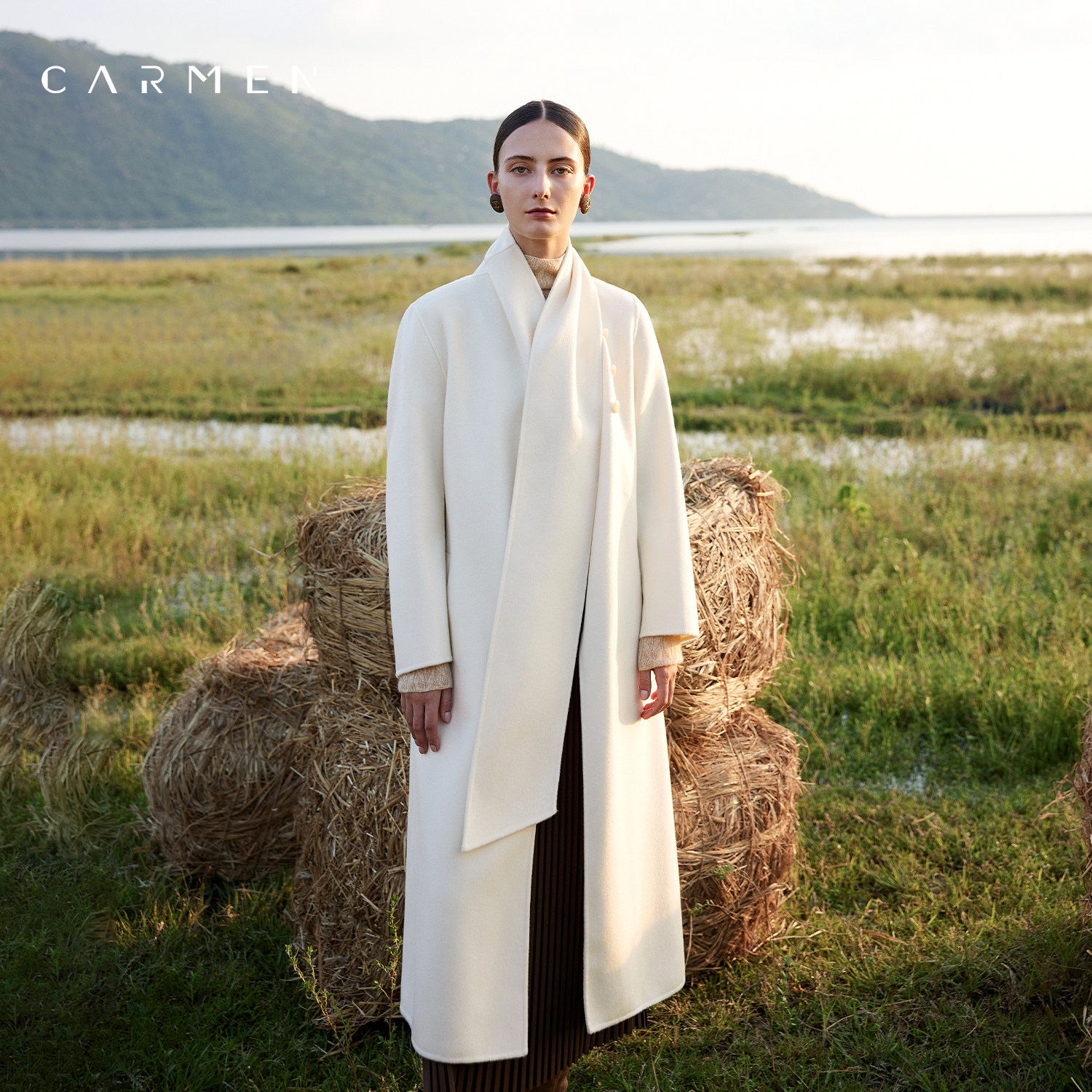 Woolen Spring Coat Kaman High-End Double-Sided Cashmere Coat for Women, Mid-Length, 2026 ...