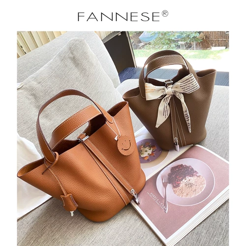 Демисезонная корзина, сумка, барсетка, кожаная ручка, коллекция 2021, из натуральной кожи, воловья кожа