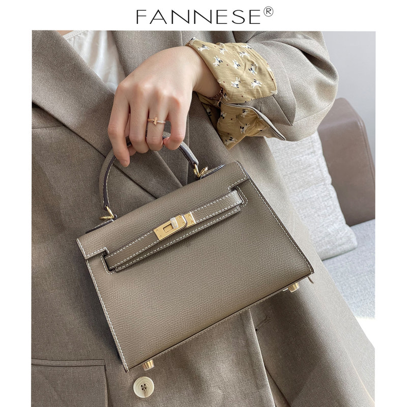 2026 Early Spring New Palm Print Kelly Bag with External Stitching, Handheld and Crossbody Bag, Commuting Simple Women's Bag, Kelly Second Generation