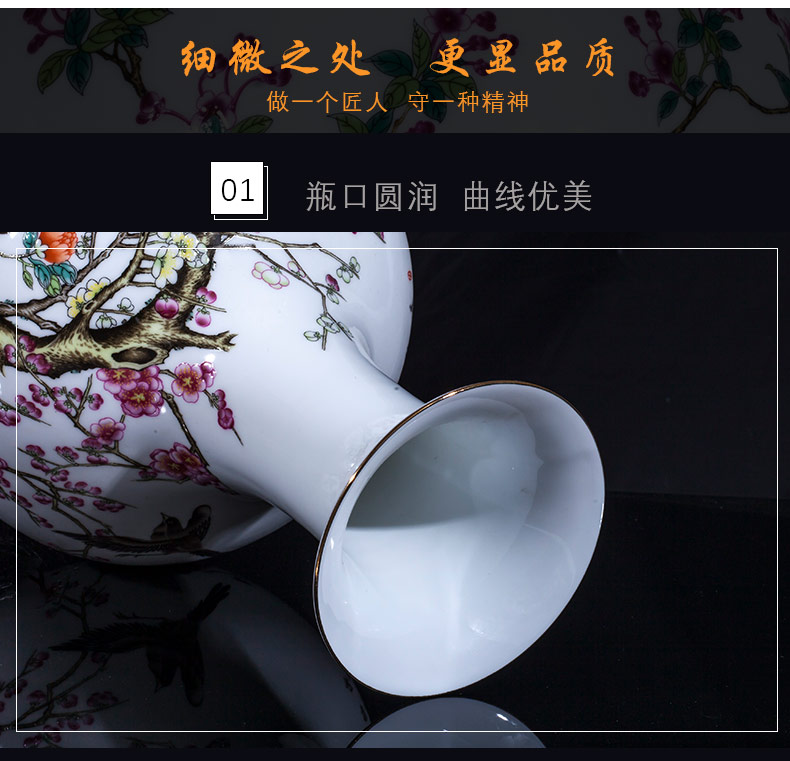 Jingdezhen ceramics hand - made powder enamel vase living room TV ark, flower adornment of Chinese style household furnishing articles