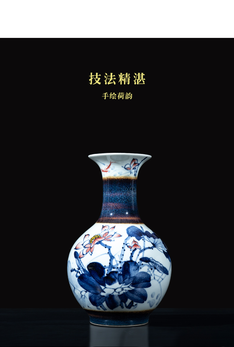 Jingdezhen ceramics famous master hu, hand - made porcelain lotus vase furnishing articles sitting room home decoration