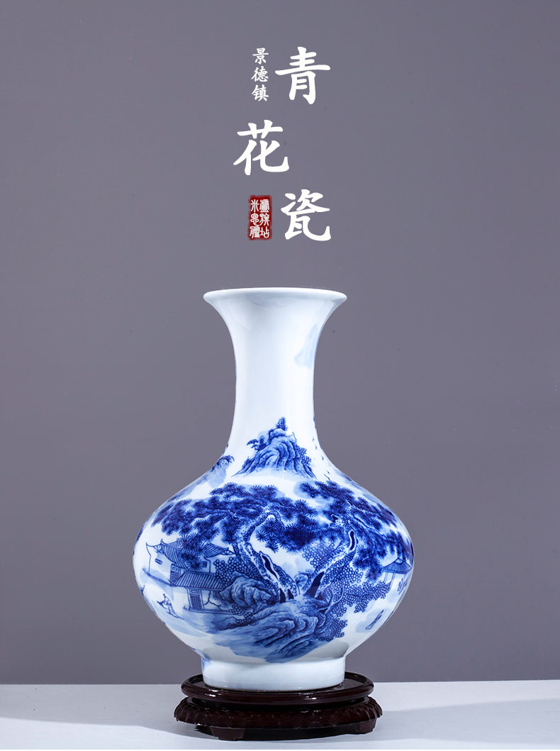 Jingdezhen ceramics furnishing articles sitting room flower vase hand - made scenery of TV ark, adornment of Chinese style household furnishing articles