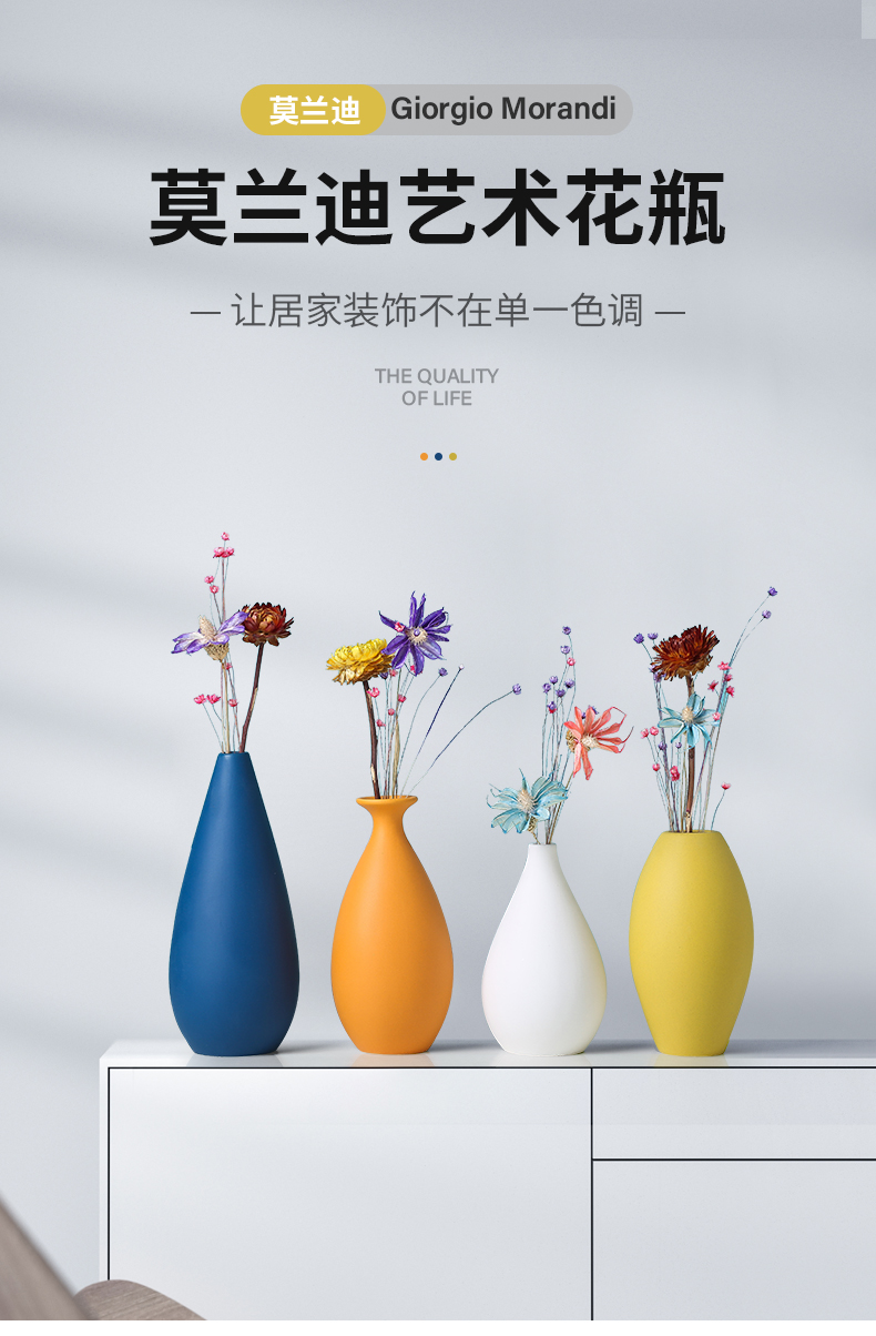 Nordic light key-2 luxury morandi vase furnishing articles TV cabinet ceramic flower arrangement is the sitting room porch table dry flower decoration