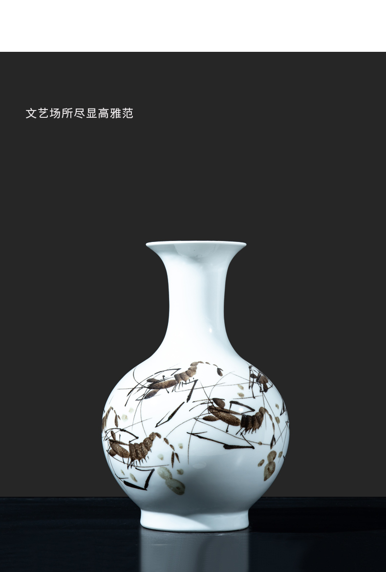 Jingdezhen ceramics hand - made shrimp boring vases, flower arranging new Chinese style furnishing articles, the sitting room porch home decorative arts and crafts