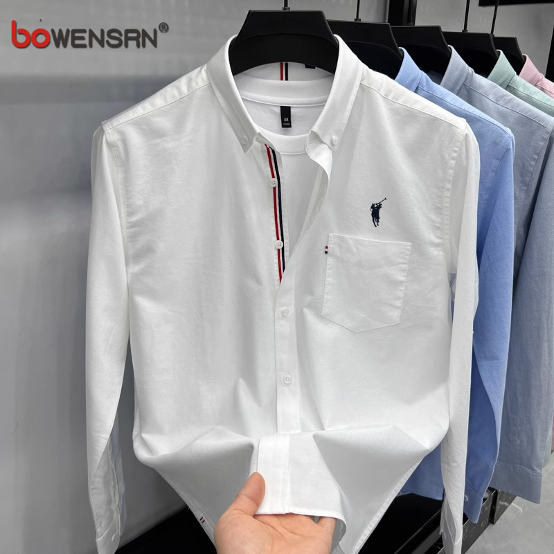 High-End Embroidered Paul Shirt Men's Long-Sleeved 2026 New Spring Business Casual Pure Cotton Shirt Men's Summer