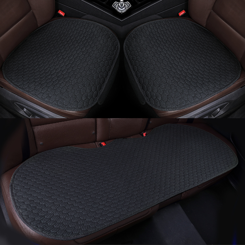 Car seat cushion without backrest linen three-piece single summer cushion four seasons universal breathable half pack? yi dian tao