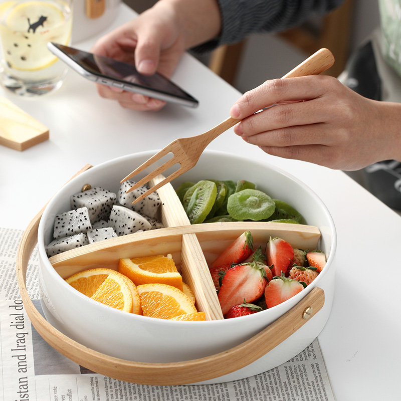 Ins northern wind portable ceramic fruit salad platter creative household contracted sitting room frame snack dried fruit tray