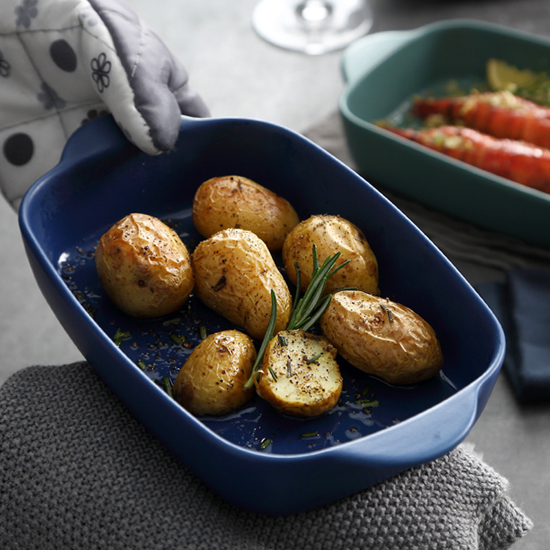 Cheese baked oven bowl bowl ceramic ears rectangle household deep dish dish creative baking dish western food