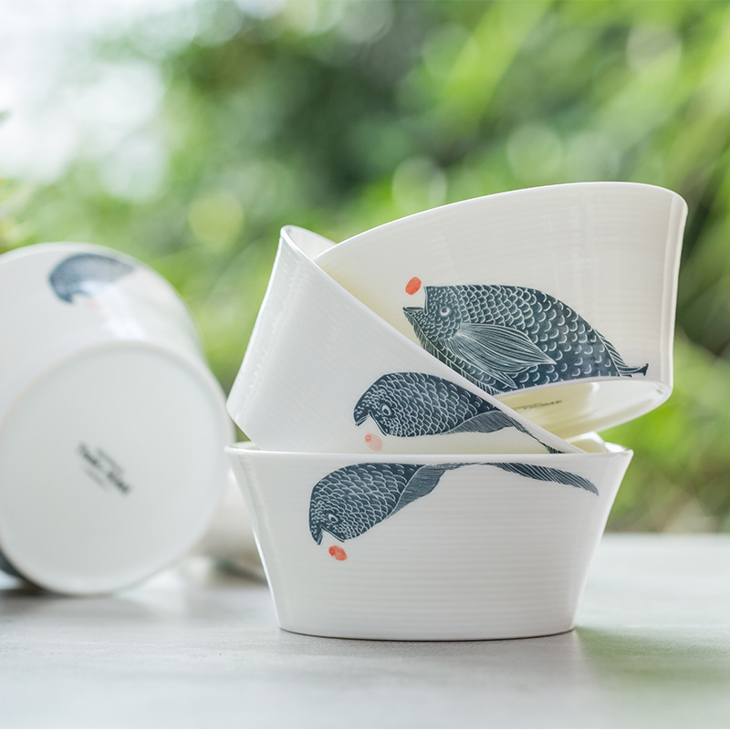 Soup bowl eat household ceramics Korean combination of fruit salad bowl large individuality creative steamed egg bowl dishes in the kitchen