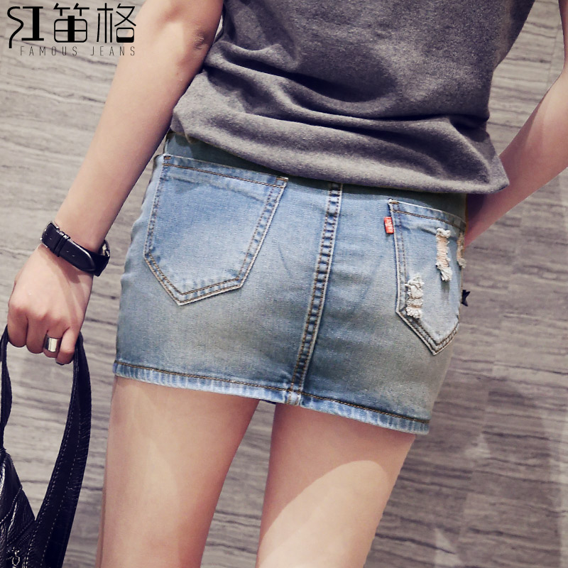 [USD 68.16] Spring Summer 2021 Mini Denim Skirt Grind Hole Korean Style ...