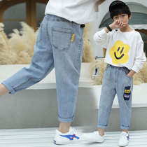 Childrens clothing 2021 new summer childrens jeans boys  pants casual trousers thin handsome middle and large childrens trend